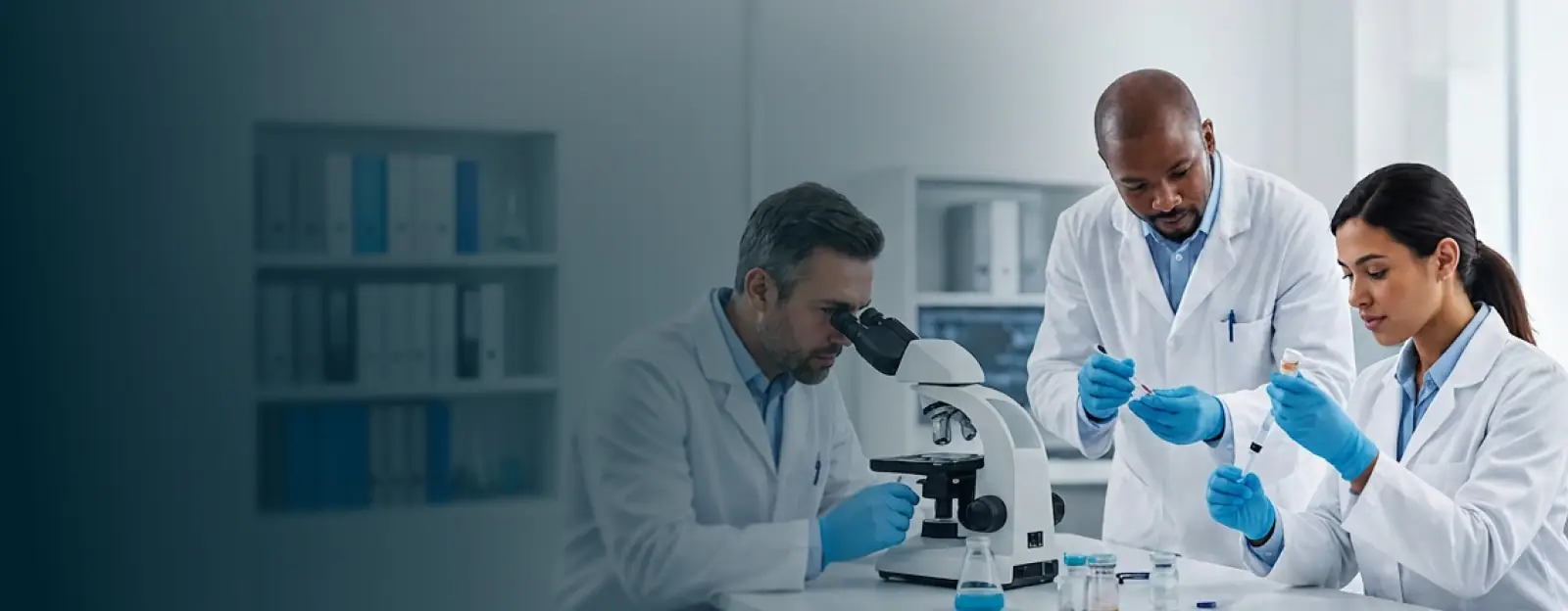 Steriscience scientists reviewing samples in the research laboratory